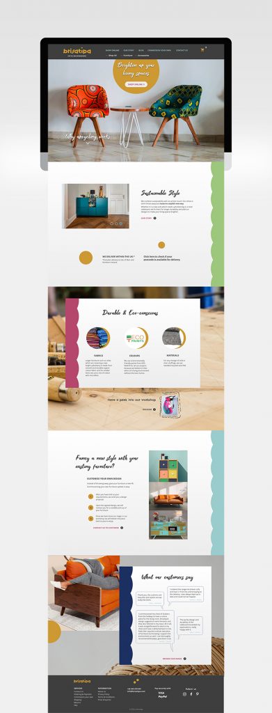 high fidelity wireframe landing page furniture brand