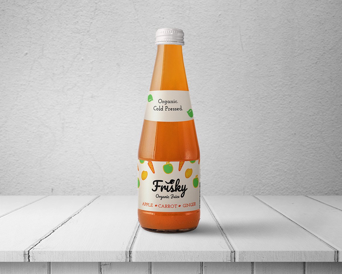mockup of juice bottle brand identity design
