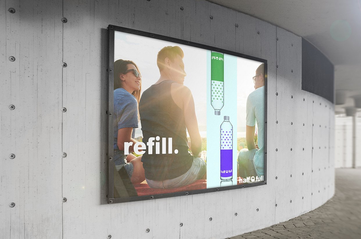 billboard in street for reusable water bottle branding