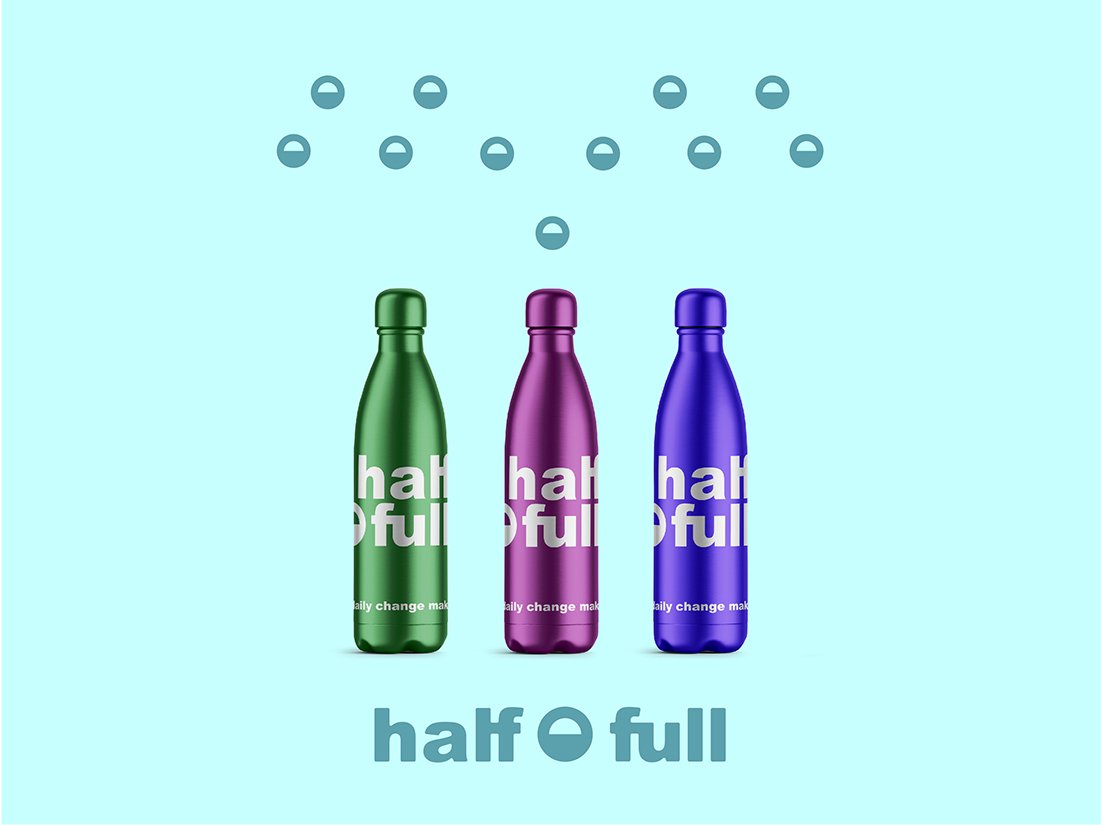 Half Full branded reusable water bottles