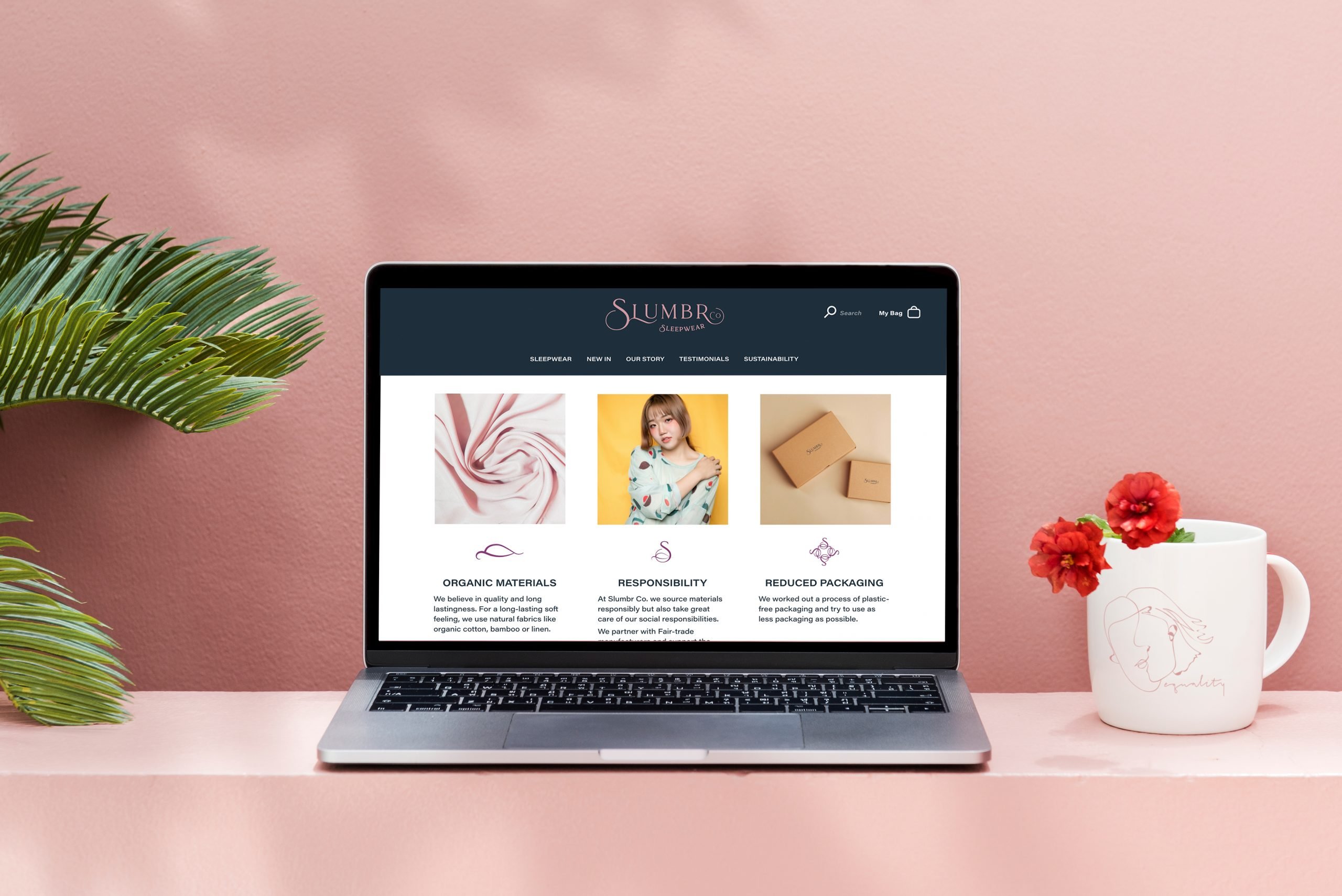 sleepwear landing page mockup