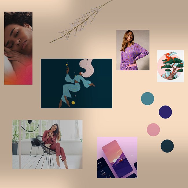 sleepwear branding moodboard by lumimango
