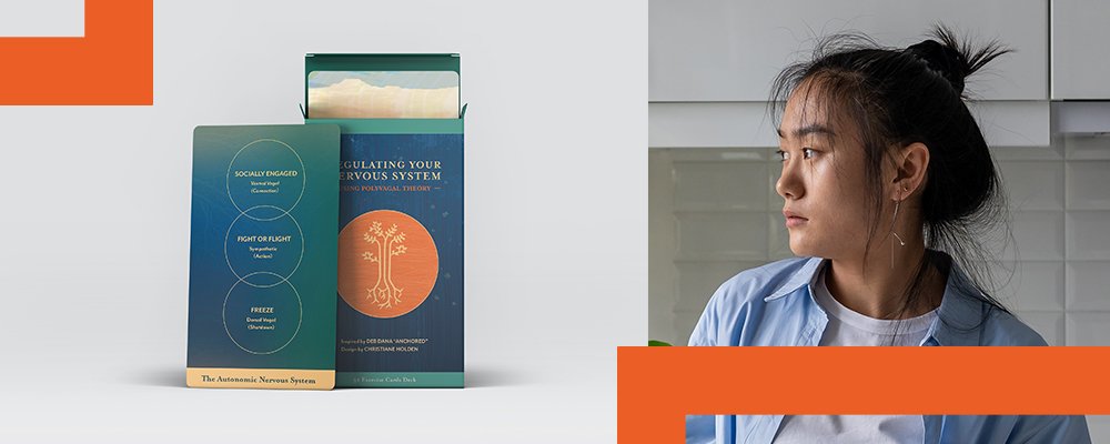 blog cover for card deck design by lumimango showing the card deck and a close up of an Asian woman in the kitchen thinking