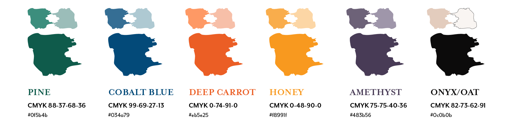 6 colours and their cmyk and hex codes
